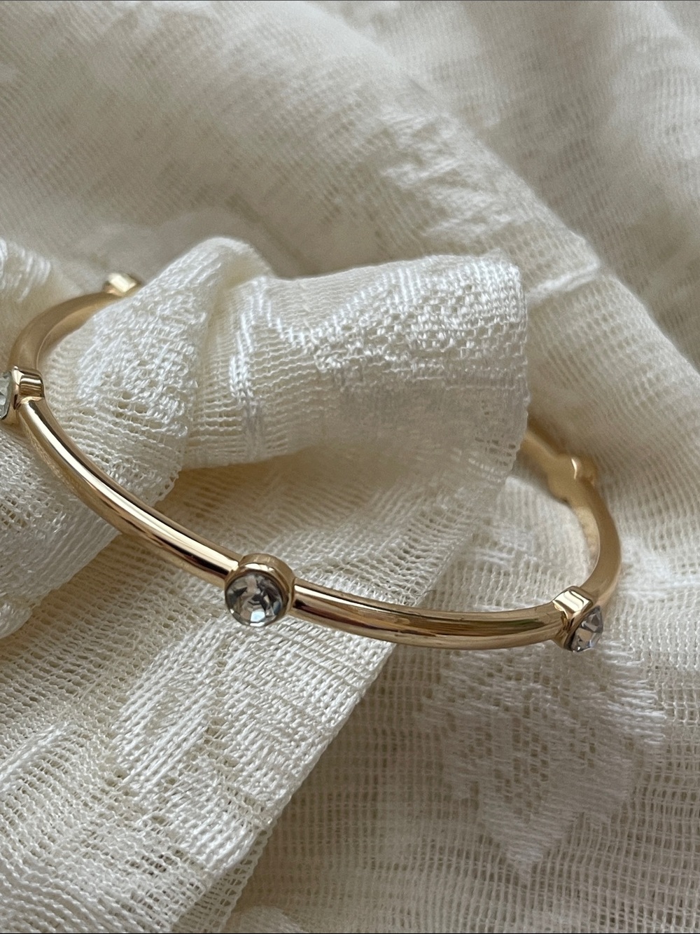 Anne Klein Gold-Tone Crystal Station Bangle